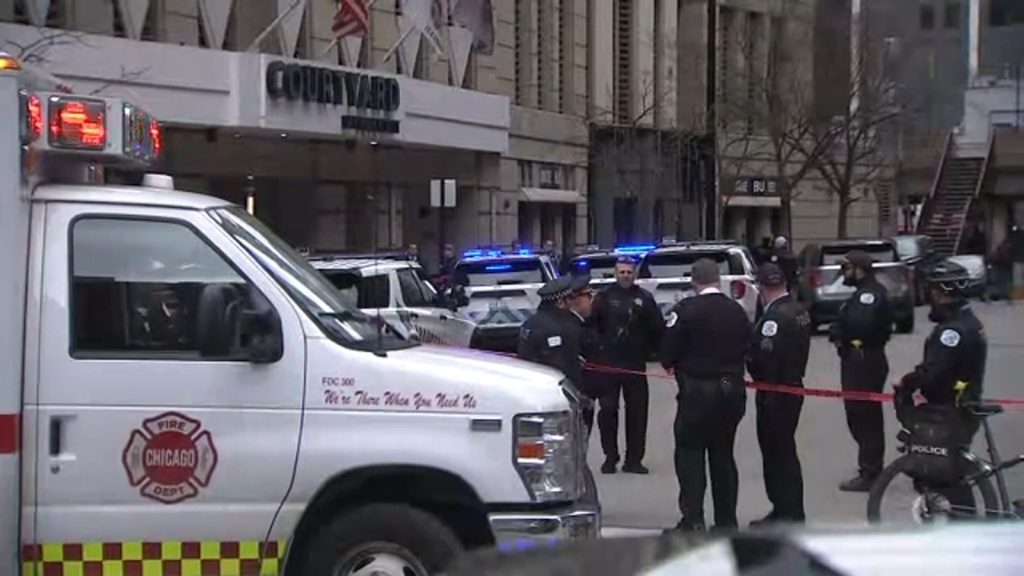 River North shooting today: Chicago police shooting injures man with knife at Courtyard Marriott at 30 E. Hubbard Street, CPD says
