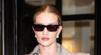 Rosie Huntington-Whiteley is the epitome of chic in a grey trench coat