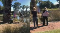 Shocking video shows adults clashing with children at fishing spot