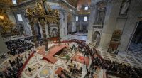St. Peter's Basilica stays open overnight for public viewing of Pope Francis due to strong turnout