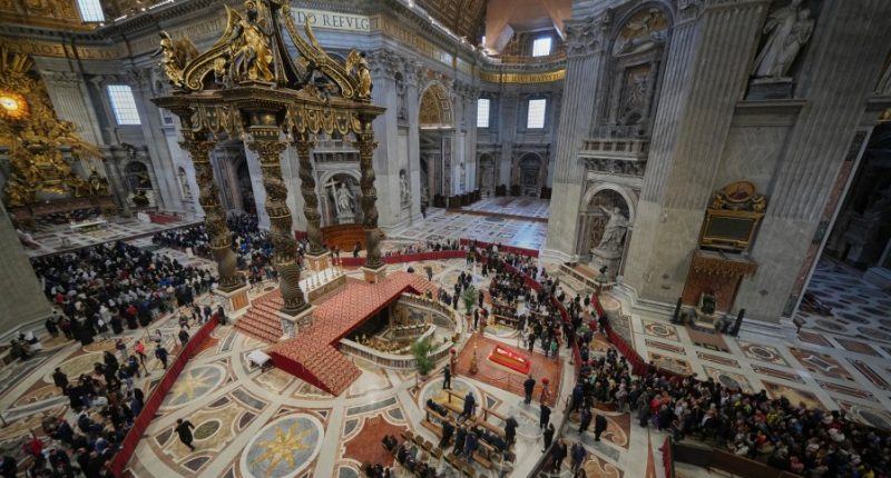 St. Peter's Basilica stays open overnight for public viewing of Pope Francis due to strong turnout