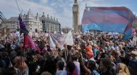 Thousands gather in London to support trans rights following ruling over definition of woman
