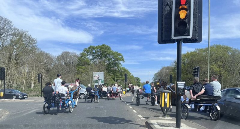 Travellers carnage sees footballers' millionaire neighbourhood locked down as up to 100 race horses through red lights, smash cars and trash pub in Surrey beauty spots