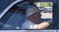 President Donald Trump returns to his Mar-a-Lago club from Trump National Golf Club, Sunday, April 6, 2025, in West Palm Beach, Fla. (AP Photo/Alex Brandon)