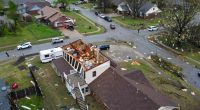 Violent storms cut through the South and Midwest, spawning tornadoes and killing 1 person