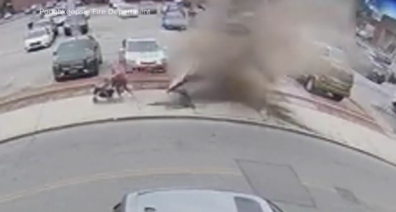 WATCH: Manhole explodes, narrowly missing grandmother and her 2 grandkids