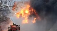 WATCH: Truck hauling oil bursts into flames on Indiana highway