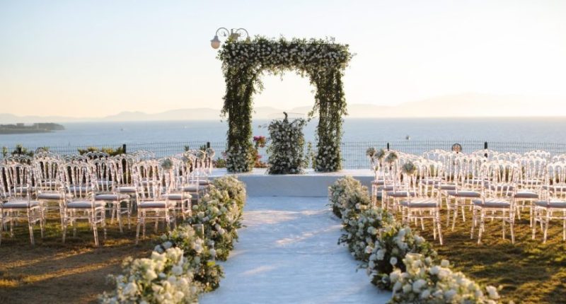 Beautiful wedding arch on the beach