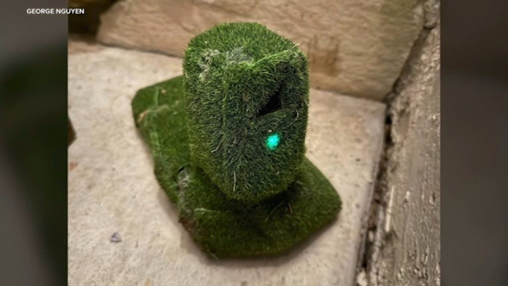 West Covina, California homeowner finds hidden camera disguised with fake grass in his bushes on E. Cortes Street