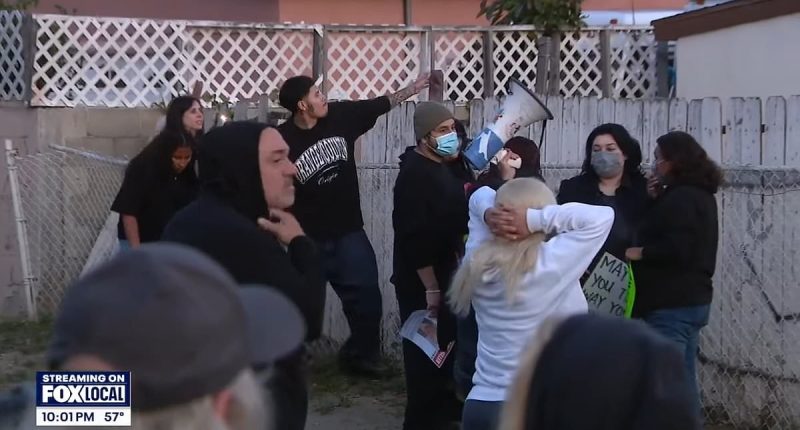 Wild mob surround serial cat killer's home, breaking windows and pepper-spraying residents before realizing their giant mistake