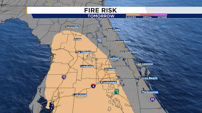 Wildfire risk increasing in Central Florida on Wednesday