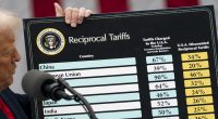 President Trump holds a chart as he speaks during an event to sign executive orders regarding reciprocal tariffs in the Rose Garden of the White House in Washington, D.C., on Wednesday, April 2, 2025. (Greg Nash/The Hill)