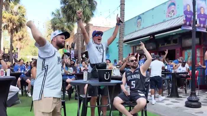 ‘A lot of excitement:’ Magic fans rally in downtown Orlando for NBA playoffs