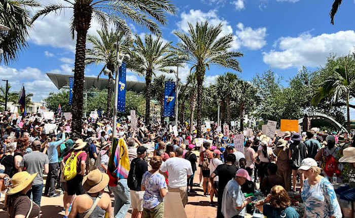 ‘Democracy is at stake:’ Hundreds turn out for ‘Hands Off’ protest in downtown Orlando
