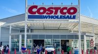 People entering and leaving a Costco Wholesale store.