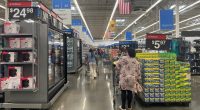 Shoppers in a Walmart store.