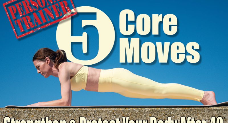 Sporty woman doing a forearm plank exercise outdoors, wearing yellow sports clothing