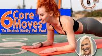 6 Lower Core Moves That Shrink Belly Fat Fast, Trainer Says, Cover.Happy fit strong woman with red hair doing plank exercise on mat. Side view of female athlete in sportswear doing fitness exercise outdoors on sunny summer day.
