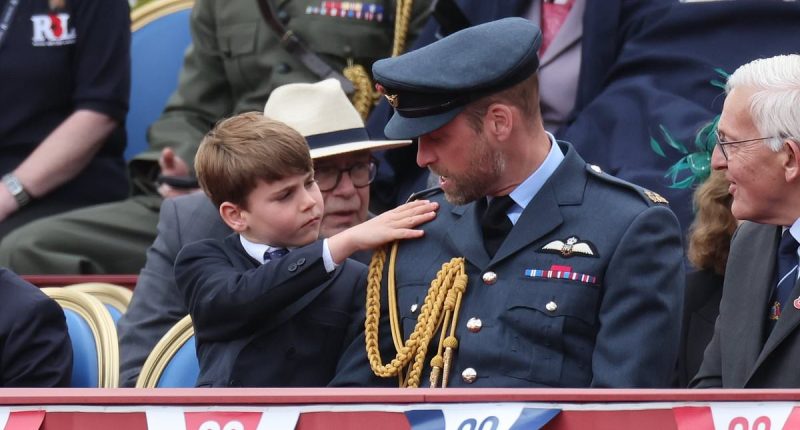 Adorable moment Prince Louis helps his father at VE Day celebrations
