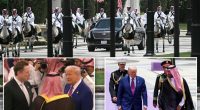 Arabian horses escort Trump's Beast in Saudi Arabia, with Elon Musk in attendance