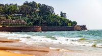 Fort Aguada at Candolim Beach in North Goa, India.