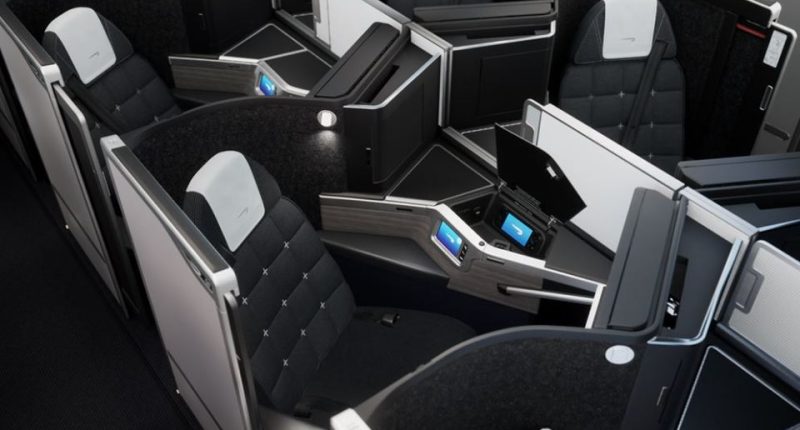 British Airways business class cabin.