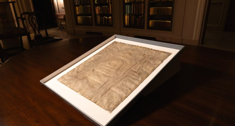 1300 Magna Carta displayed in a frame.