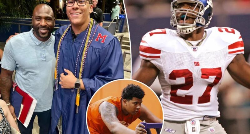 Former Giant Brandon Jacobs' son shocks fans in photo towering over his Super Bowl winning dad