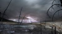 Lightning storm over Yellowstone National Park.