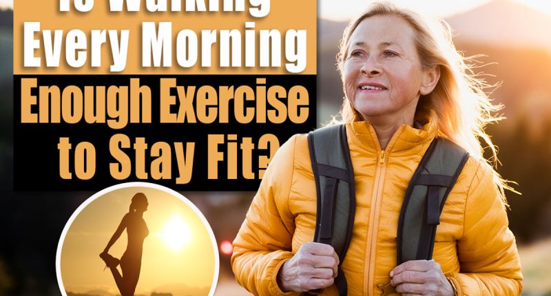 Attractive senior woman walking outdoors in nature at sunset, hiking.