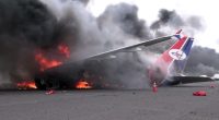 Burning Yemenia Airways plane at Sana'a airport.