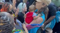 Moment trans mob surrounds Christian mother and her baby