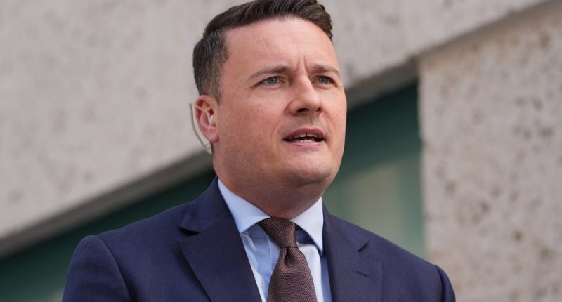 Wes Streeting, Health Secretary, giving media interviews.