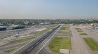 American Airlines and American Eagle aircraft docked at the airport terminal of LaGuardia. General view of the LaGuardia Airport LGA with the terminal, air traffic control tower, apron, taxiway, runway and passenger aircraft. LaGuardia is a civil airport in East Elmhurst, Queens, New York City, USA operating domestic and international flights. The owner is Port Authority of New York and New Jersey. Air Canada, American Airlines, American Eagle, Delta Air Lines, Delta Connection, Frontier Airlines, JetBlue, Southwest Airlines, Spirit Airlines, United Airlines and United Express operate from the airport. LaGuardia has three active terminals A, B, C with 72 gates. LaGuardia is undergoing a multi-billion dollar redesign that resulted in a new Terminal B and a new Terminal C. LaGuardia Airport, NYC, United States of America on May 11, 2023 (Photo by Nicolas Economou/NurPhoto via Getty Images)