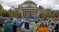 Pro-Palestinian protesters clash with security at Columbia University's main library