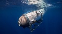 The Titan submersible descending underwater.