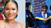 Sunmbo Adeoye celebrates son, Nino Idibia, as he graduates top of his class from Bible institute