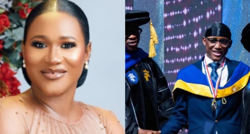 Sunmbo Adeoye celebrates son, Nino Idibia, as he graduates top of his class from Bible institute