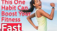 Fun fitness workout personal trainer athlete woman happy making goofy face excited while running funny to motivate. Exercise outside to burn fat training outdoor on trail run in nature banner.