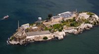 Aerial view of Alcatraz Island.