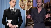 Walton Goggins ignores feud rumors with 'White Lotus' co-star Aimee Lou Wood on 'SNL'