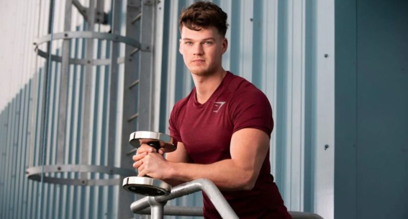An image collage containing 1 images, Image 1 shows Ben Francis, founder of Gymshark, holding a dumbbell