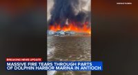 Antioch fire today: Massive fire erupts at Dolphin Harbor Marina in 2600-block of West Oak Avenue, damaging trailers, video shows