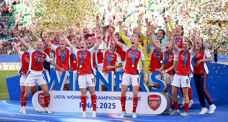 Arsenal Women 1-0 Barcelona Women: Substitute Stina Blackstenius scores only goal as Arsenal win Champions League for the first time in 18 years
