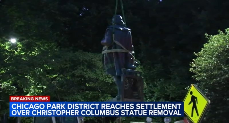 Chicago Park District reaches settlement over Christopher Columbus statue removal in Little Italy's Arrigo Park on Near West Side