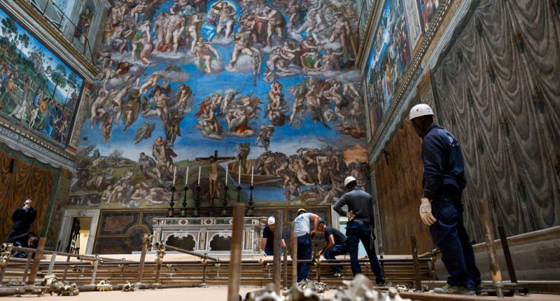 Conclave: Stove where ballots are burned is installed in Sistine Chapel