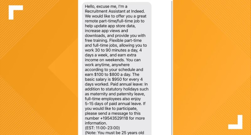Cybersecurity experts warn about job offer text scams