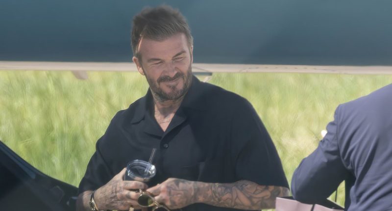David Beckham arrives back after celebrating 50th in Paris