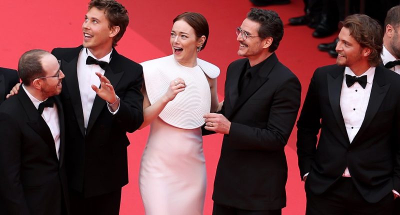 Emma Stone and Pedro Pascal Cower From Bee During Cannes Red Carpet