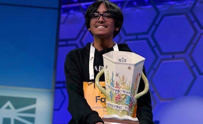 Faizan Zaki wins the Scripps National Spelling Bee a year after finishing runner-up